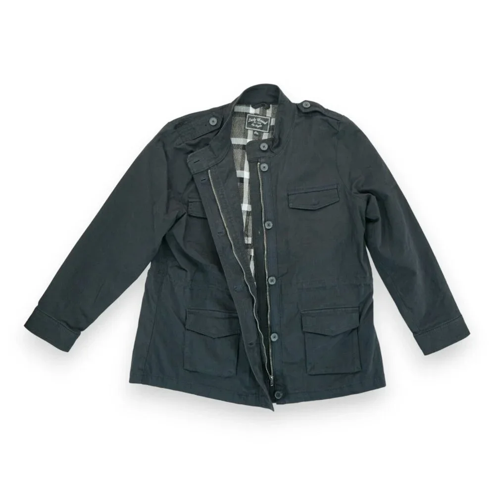 Lucky Brand Black Military Style Long Anorak Jacket Coat Women's Sz XL MSRP $149